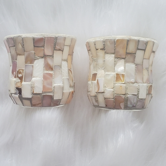 Set of 2 Yankee Candle Mosaic Glass Pearl Candle holders. - Picture 2 of 11